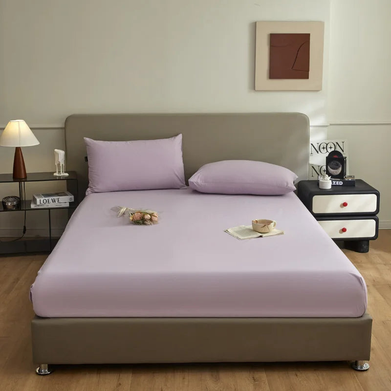 New Cotton Brushed Simple Plain Bed Fitted Sheet 1pc/sets 90/120/150/180/220cm machine washable