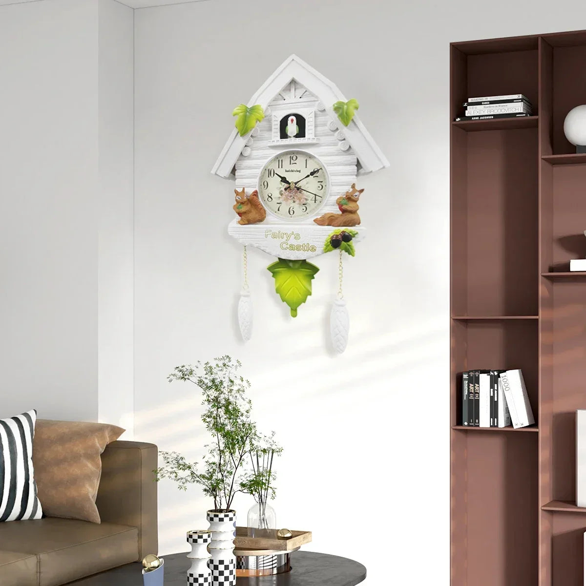 Cuckoo Clock Wall Clock Bird House Day Time Hourly Alarm Clocks Nordic Pendulum Wall Watch Decorations for Kids Home Living Room