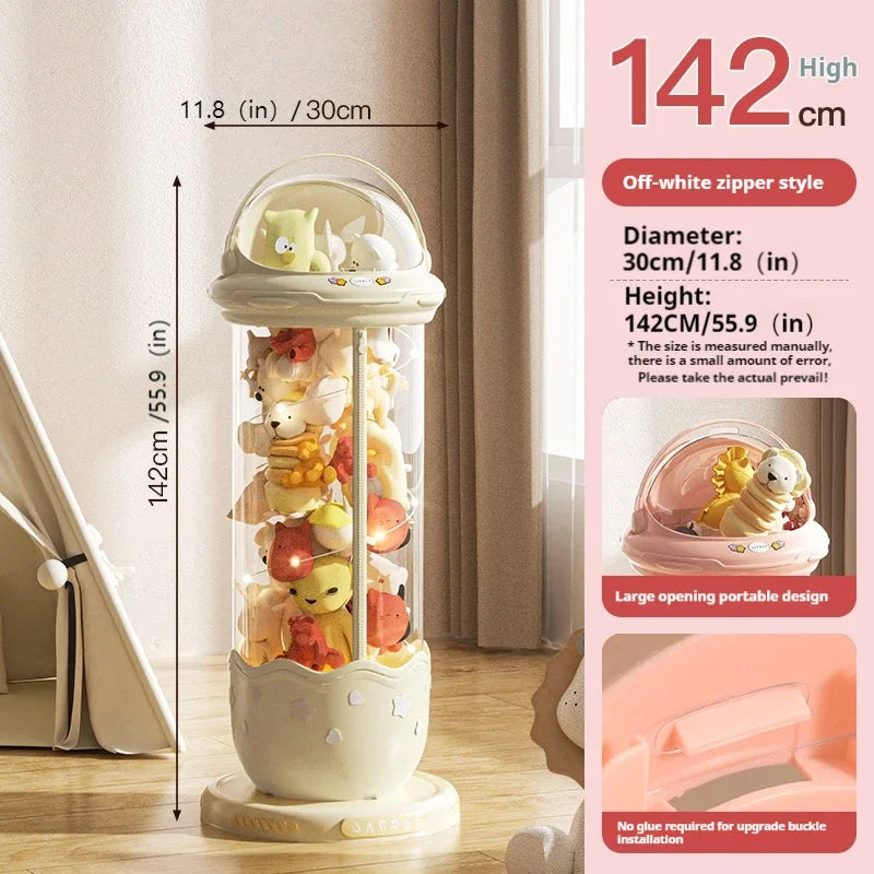 Astronaut Doll Storage Box Children's Plush Toys Storage Boxes Transparent Plastic Stuffed Home Storage Organization Zipper Bin