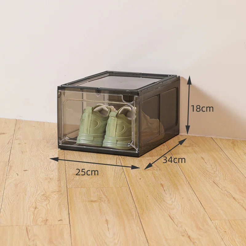 Magnetic hard plastic transparent drawer shoe box suitable for shoe storage box, space saving shoe rack shoe cabinet