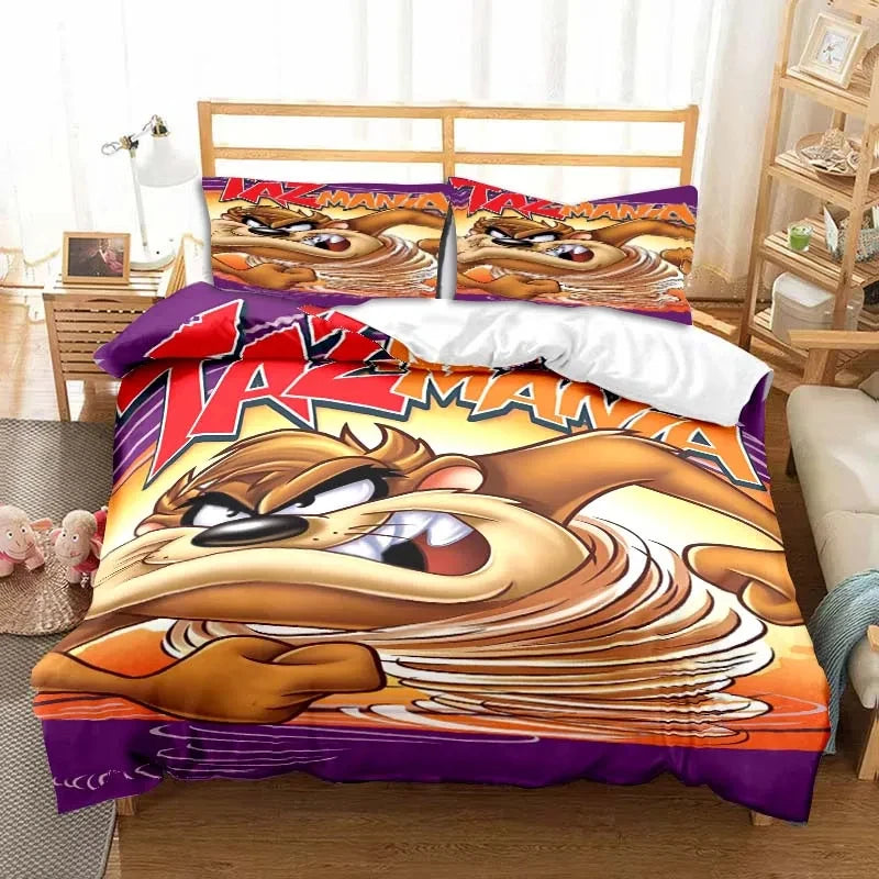 3D Print Cartoon Tasmanian Devil Fashion Bedding Set Double Twin King Duvet Cover Comforter Pillowcase Boys Girls Adults Bedroom