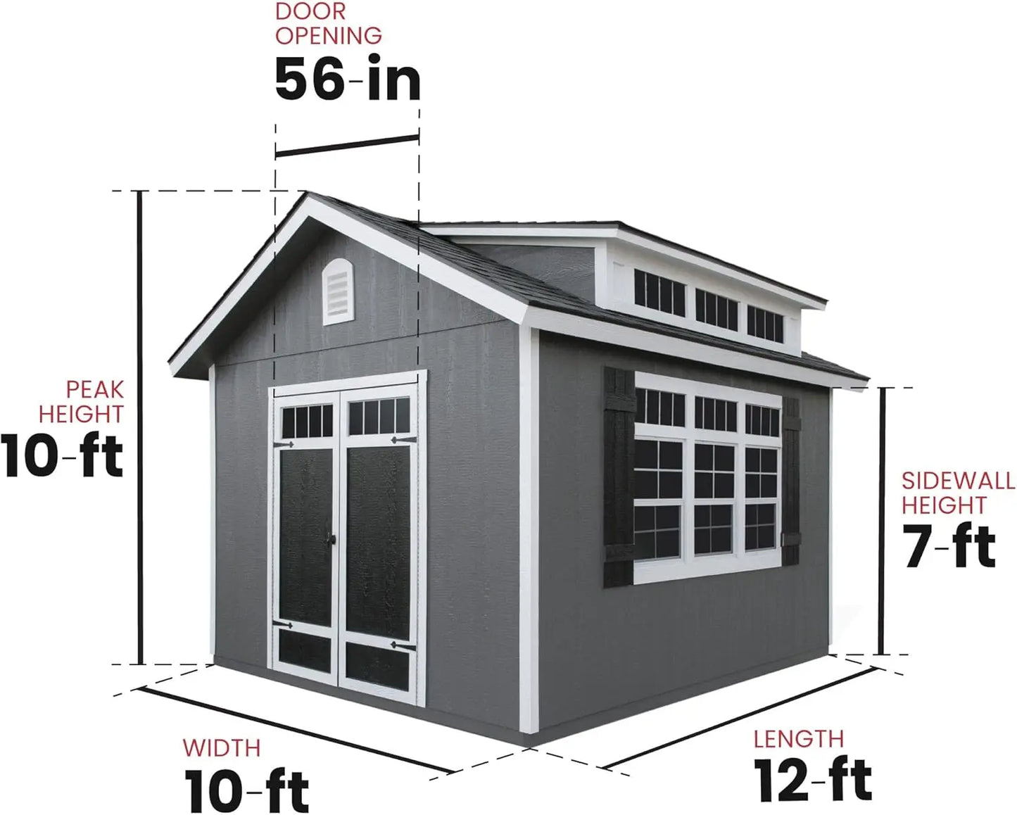 12x10 FT Do-it-Yourself Wooden Outdoor Storage Sheds with Floor Waterproof Wood Tools Storage Shed with Dormer, Windows