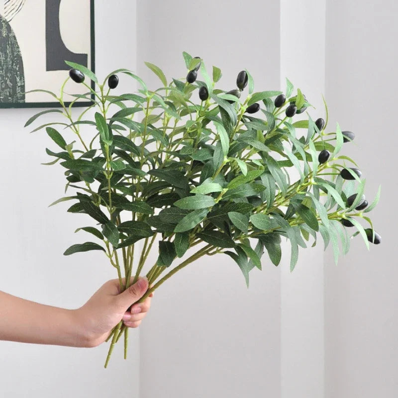 Artificial Olive Branches Leaves Simulation Green Plants Photo Props Hotel Home Decoration Wedding Arrangement Olive Fruit