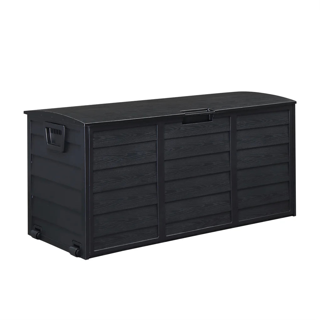 75gal Outdoor Garden Plastic Storage Deck Box Chest Tools Cushions Toys Lockable Seat