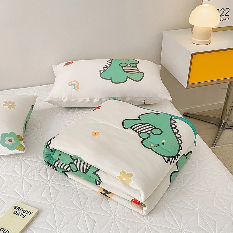 Summer Quilt, Fresh Cartoon Dinosaur Bedding Quilt For All Season, Soft Comfortable Quilt Decor - Pillowcase Not Include