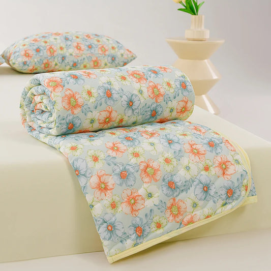 New Printed Cool Feeling Spring Summer Quilt Soft Comfortable Quilted Quilts Single Double Blanket for Bed Comforter Thin Duvet