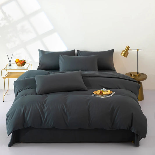 Bonenjoy Bedding Solid Color Bed Sheet Set Brushed Bedclothes Single/Double/Queen Size Bed Linen Set Home Quilt Cover Set 이불세트