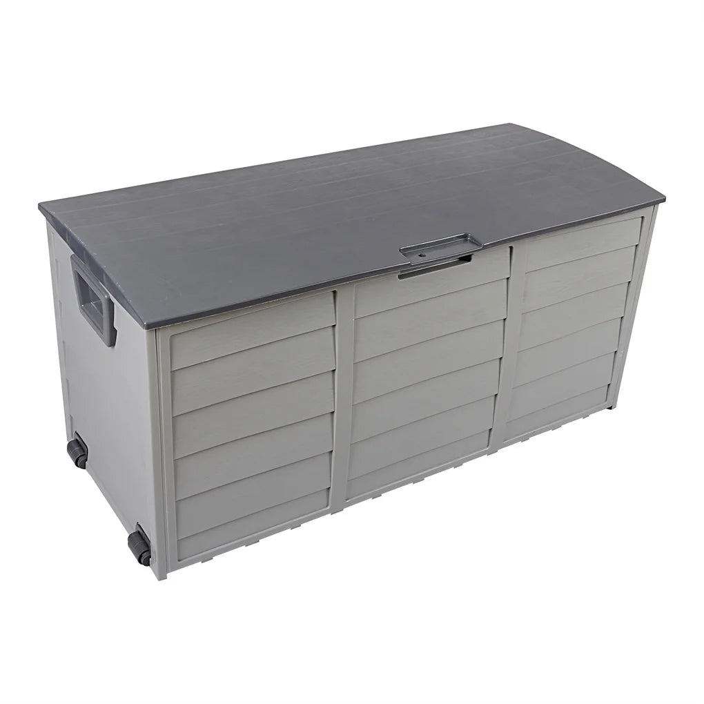 75gal Outdoor Garden Plastic Storage Deck Box Chest Tools Cushions Toys Lockable Seat