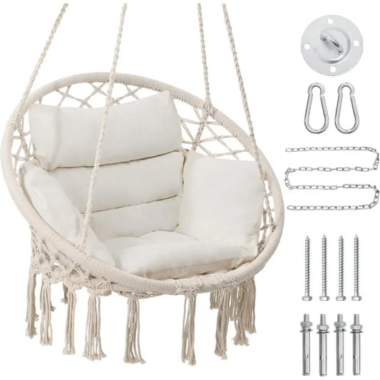 Patio Swings, Hanging Swinging Chair with Medium Cushion, Perfect for Bedroom, Porch, Adults, Balcony, Patio Swings