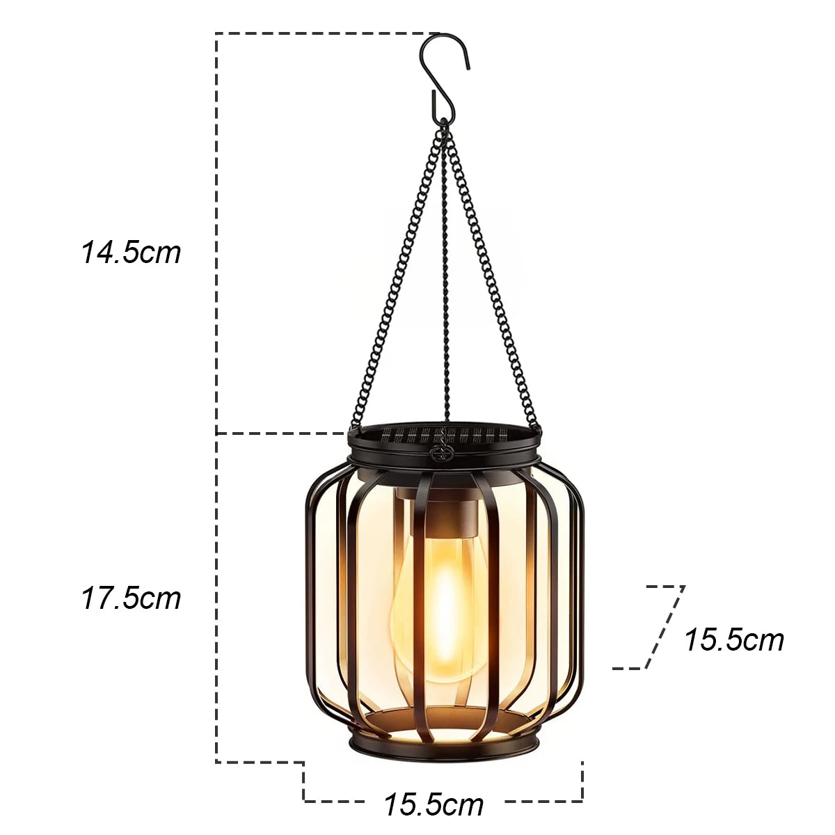 Solar Lantern Led Light Garden Lamps 3000k Daylight Sensor Lights Outdoor Waterproof With Durable Chain For/outdoor Metal Hollow