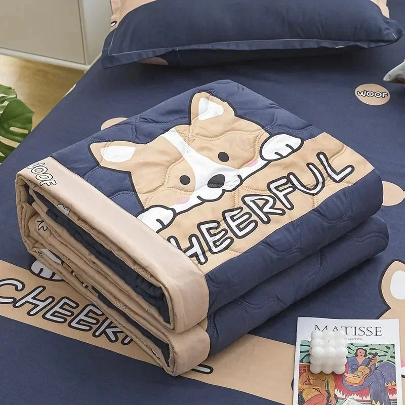 Soft Skin Friendly Summer Quilt Set or Single Quilts Lightweight Breathable Thin Comforter Sets Washable Single Double Blanket