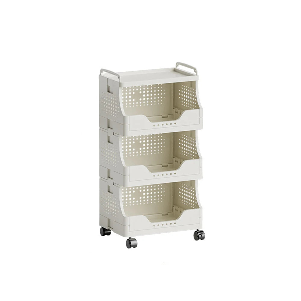 Rolling Storage Cart with Wheels - White Plastic Multi-Purpose Organizer for Kitchen, Bathroom, Bedroom Essentials Snack Storage