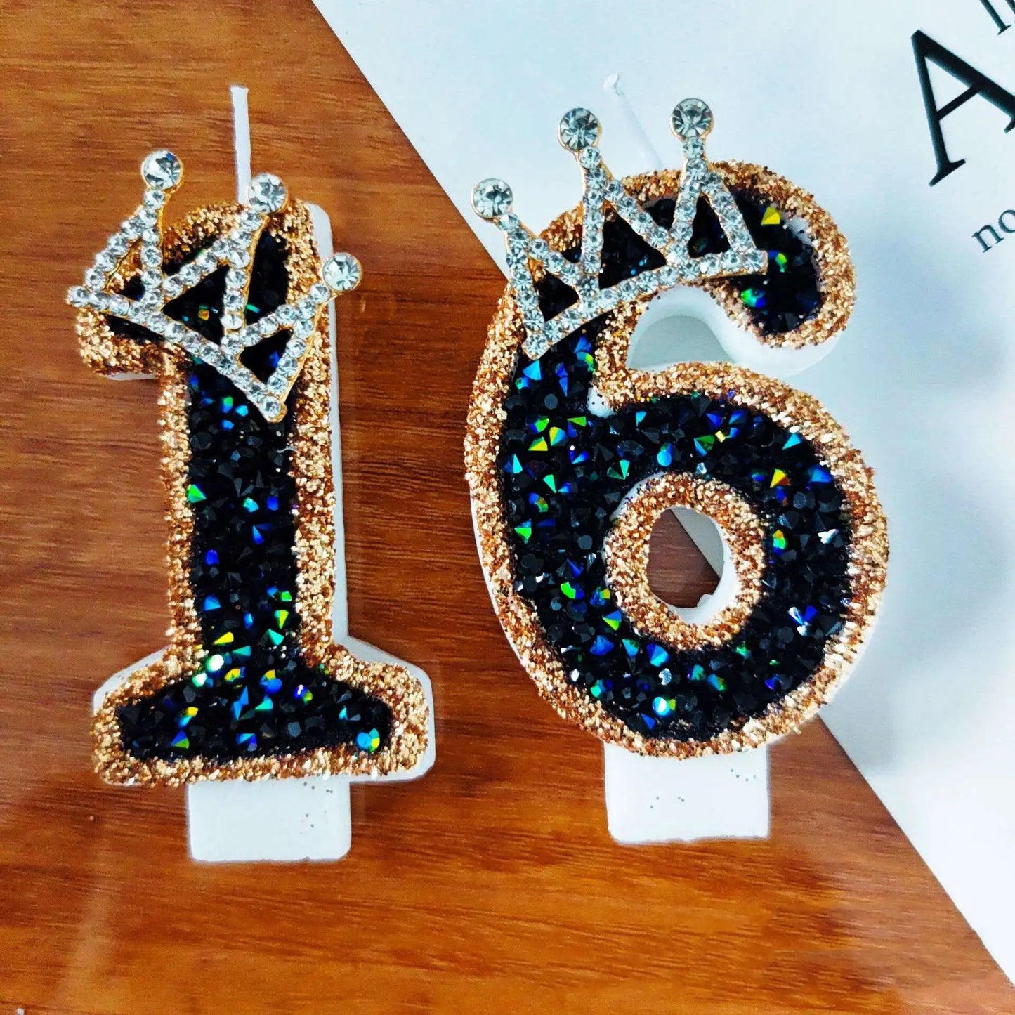 Black Crown Digital Candles 0-9 Number Cake Topper Decoration Wedding Party Anniversary Date Baby Shower Party Decorations