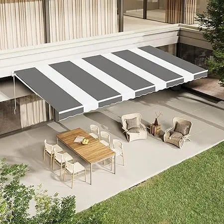 13'×10' Patio Awning Retractable Awning Sun Shade Awning Cover Outdoor Patio Canopy Sunsetter Deck Awnings with Manual Crank Ha