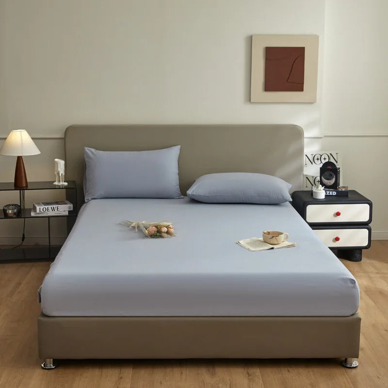 New Cotton Brushed Simple Plain Bed Fitted Sheet 1pc/sets 90/120/150/180/220cm machine washable