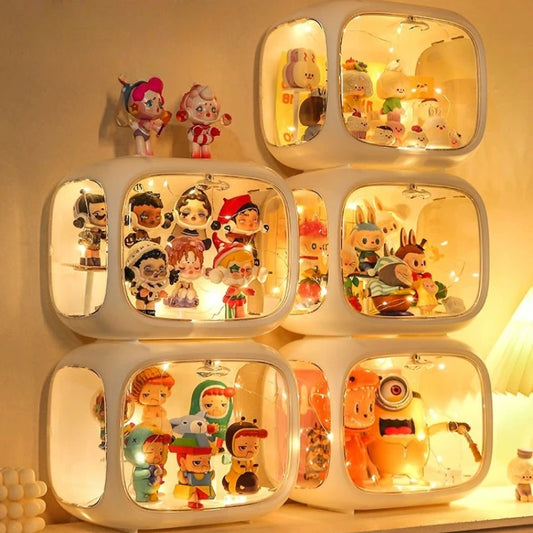 1/2/3/4 PCS Acrylic Organizer Box Display Case with LED Lights for Collectibles Transparent Storage Organizer for Action Figures