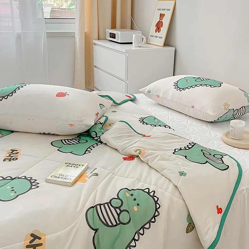Summer Quilt, Fresh Cartoon Dinosaur Bedding Quilt For All Season, Soft Comfortable Quilt Decor - Pillowcase Not Include