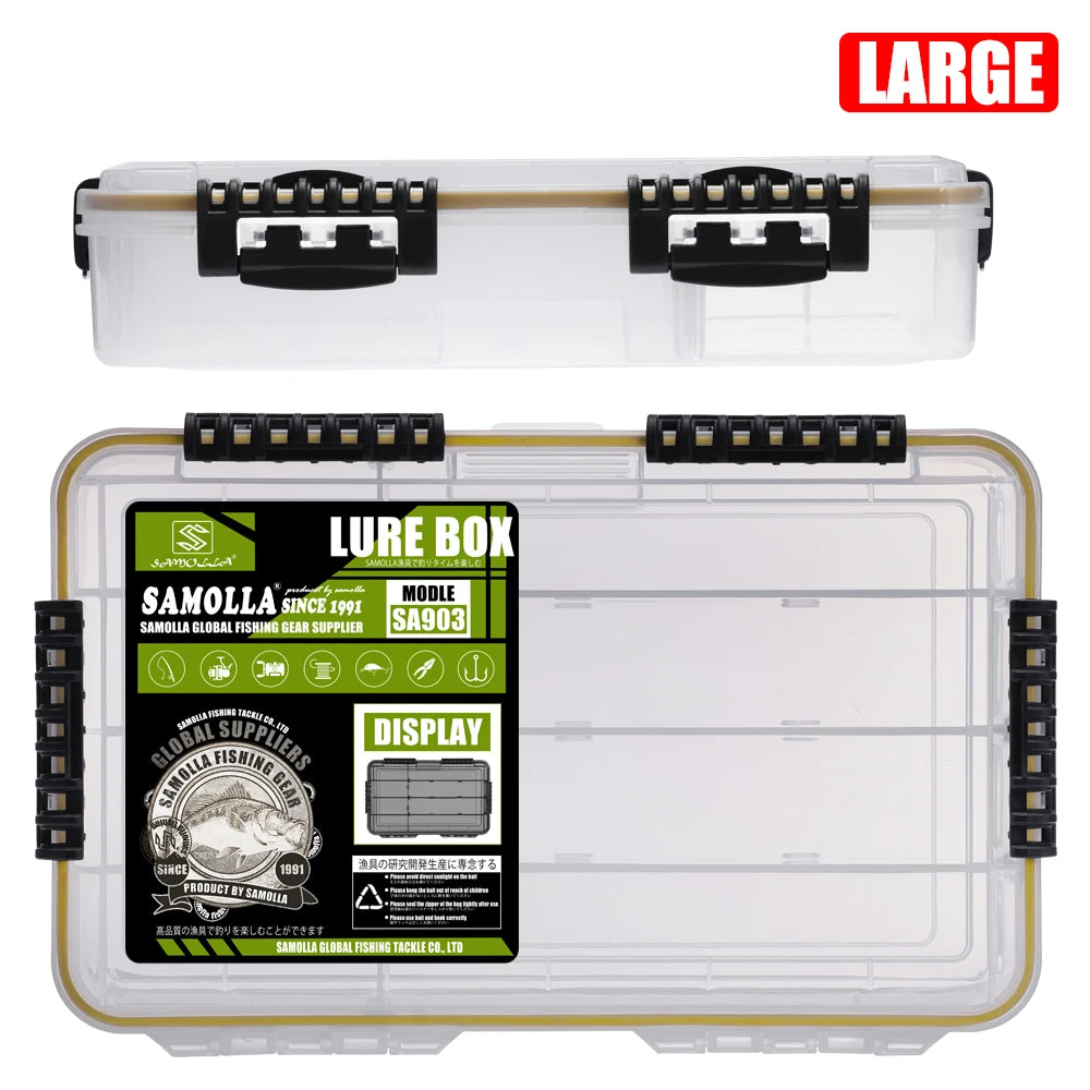 SAMOLLA New large Waterproof Fishing Tackle Box, Fish Hook Fishing Lure Bait Storage Case Portable Fishing Gear Accessorie