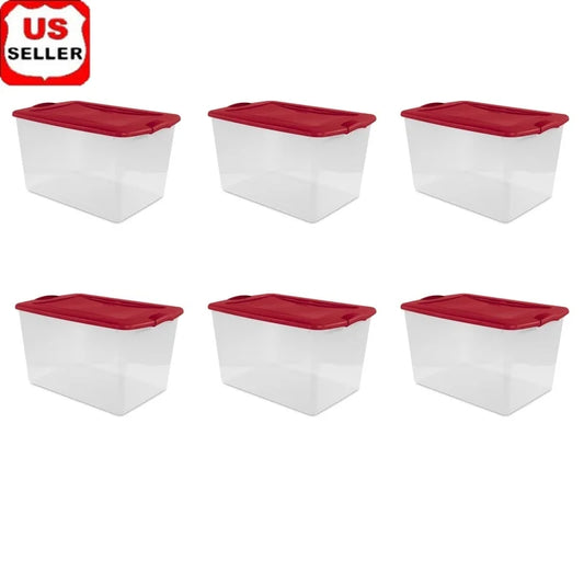 Large Storage Bin 66 Quart Clear Plastic Container with Latch Lid Stackable Storage Box Organizing Clothing Equipment Home