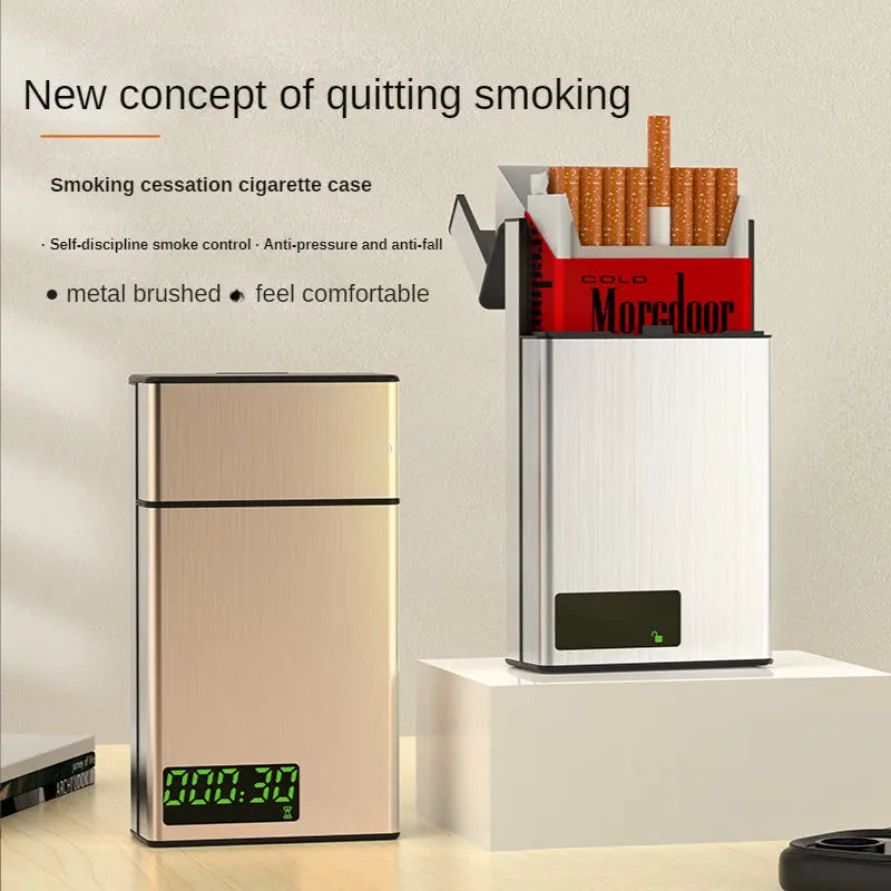 Portable Lock Box Smart Cigarette Box Auxiliary Smoking Cessation Smoke Control Artifact Aluminum Alloy Box Timing Lock Box