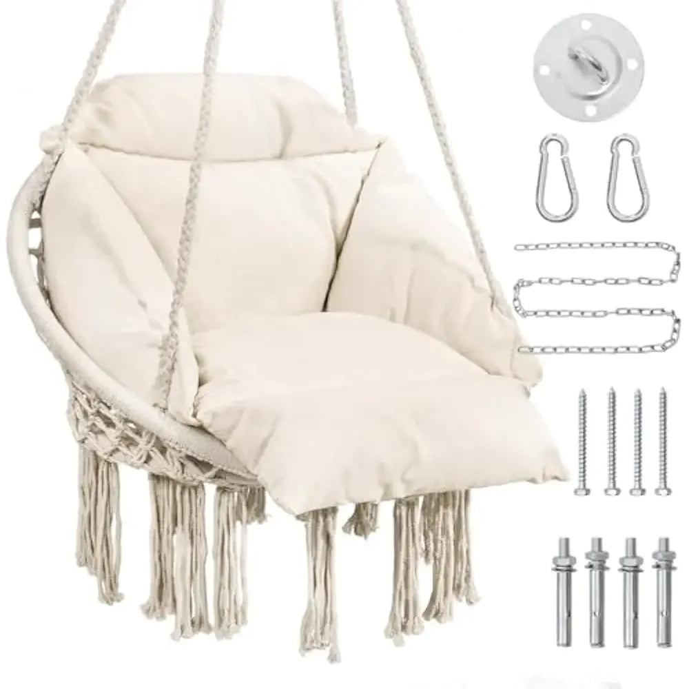 Patio Swings, Hanging Swinging Chair with Medium Cushion, Perfect for Bedroom, Porch, Adults, Balcony, Patio Swings