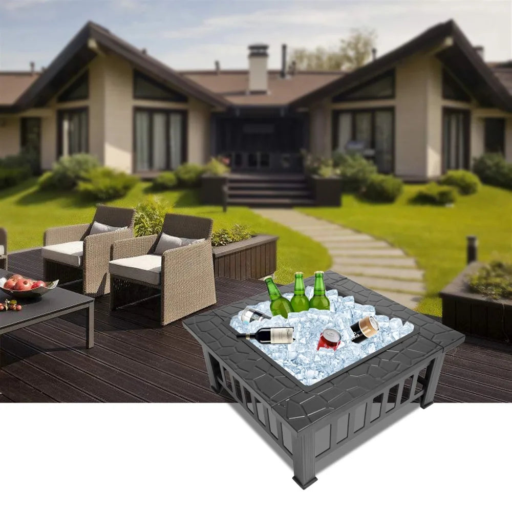Heavy-Duty Square Outdoor Fire Pit – Sturdy, Safe, and Stylish for Winter Gatherings, Outdoor Fire Pit