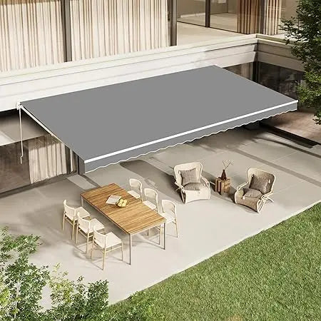 13'×10' Patio Awning Retractable Awning Sun Shade Awning Cover Outdoor Patio Canopy Sunsetter Deck Awnings with Manual Crank Ha