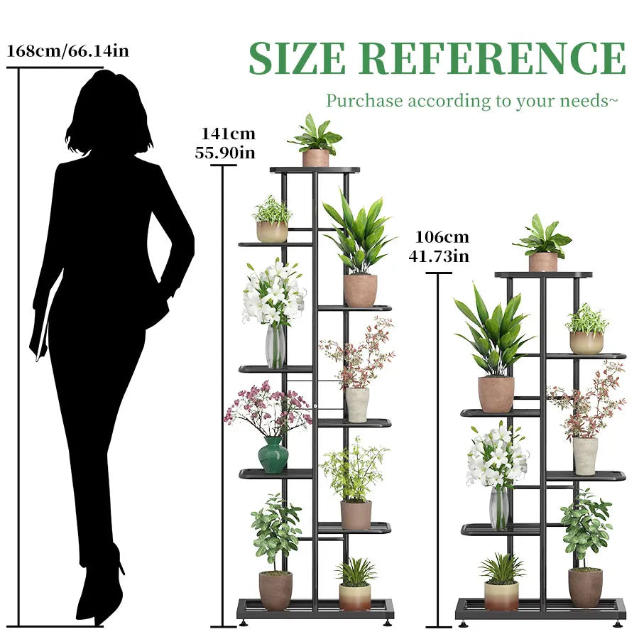 Plant Shelves Iron Potted Flower Plant Stand Rack Multiple Flower Pot Holder Shelf Indoor Outdoor Planter Display Organizer