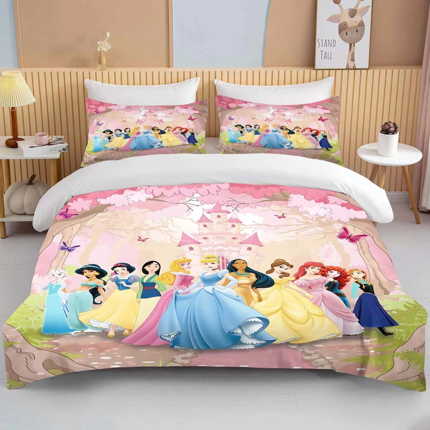 10 Sizes Disney Princess Printed Bedding Set Cartoon Anime Microfiber Bed Set Pillowcase Adult Bed Cover Bedroom Bed Set Duvet