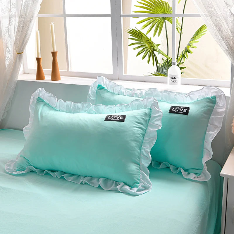 1/3Pc Korean Princess Ruffles Flowers Embroidery Summer Quilt Bedspread on The Bed Quilt Air-conditioning Blanket Bedding Set