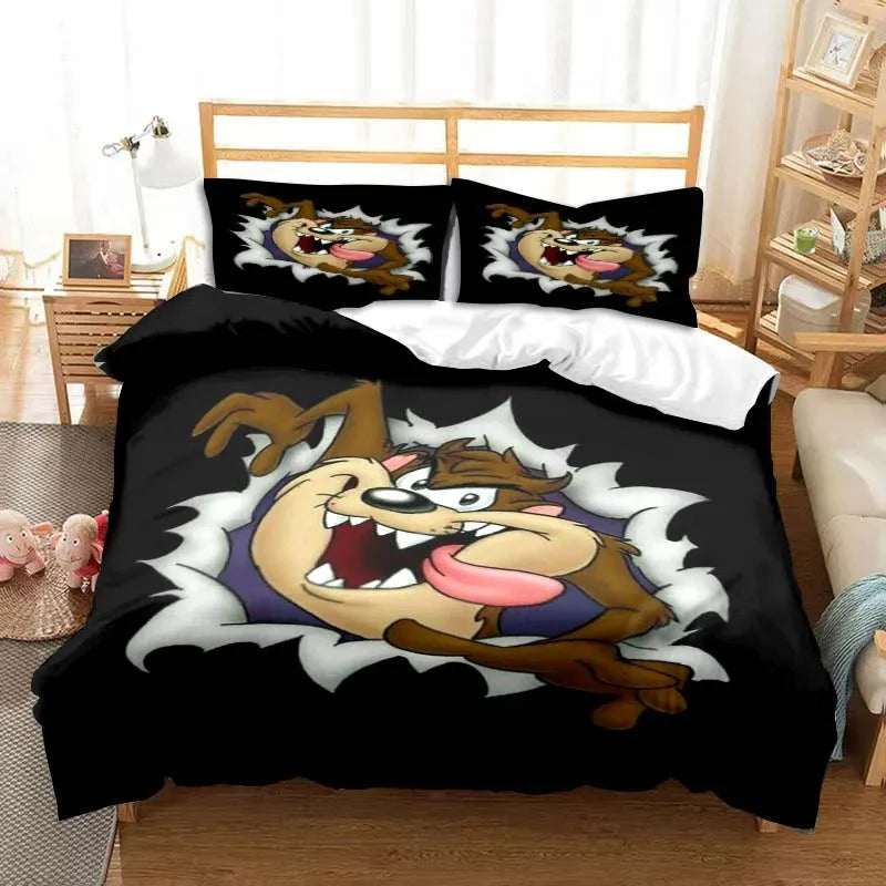 3D Print Cartoon Tasmanian Devil Fashion Bedding Set Double Twin King Duvet Cover Comforter Pillowcase Boys Girls Adults Bedroom