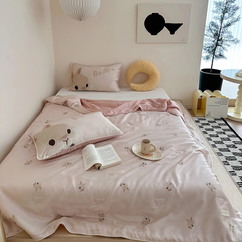 High End 100% Lyocell Summer Quilt for Children and Adult Soft Silky Skin Friendly Air Conditioner Comforter Cooling Blanket Kid