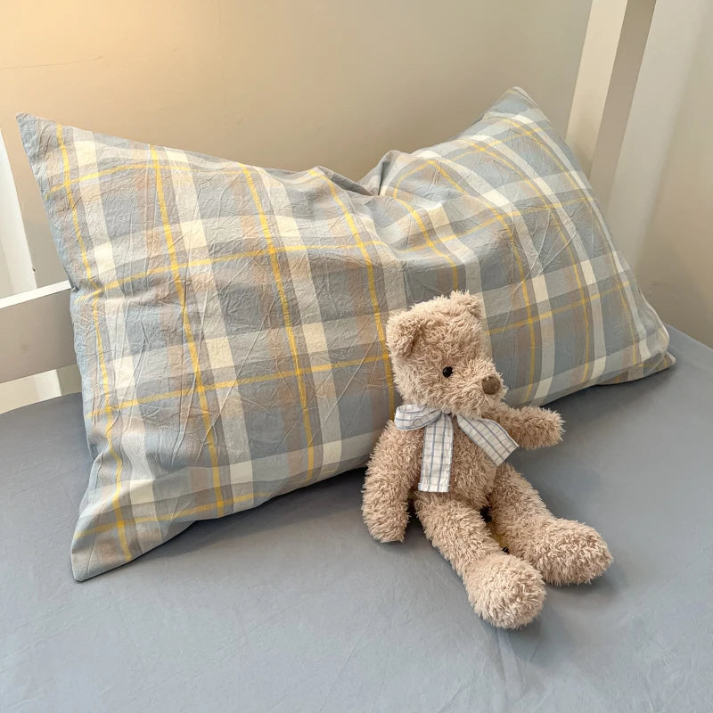 Wash Cotton Bedding Set Duvet Cover Pillowcases Bed Sheet Set Soft Comforter Cover Bed Linens Set Queen King Size Nordic Style