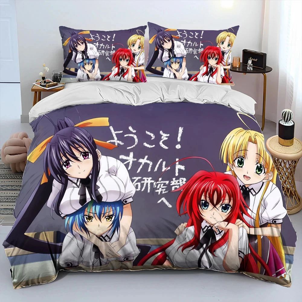 Sexy Girl High School DxD Anime Bedding Set Duvet Cover Bed Set Quilt Cover Pillowcase Comforter king Queen Size Boys Adult