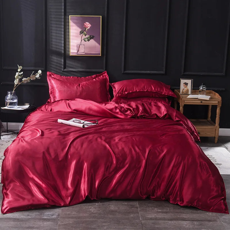 3/4pcs Luxury Rayon Satin Bedding Set Duvet Cover Set Single Double King Size Bedding Kit 2pcs/3pcs/4pcs Bed Cover Bed Linen Set
