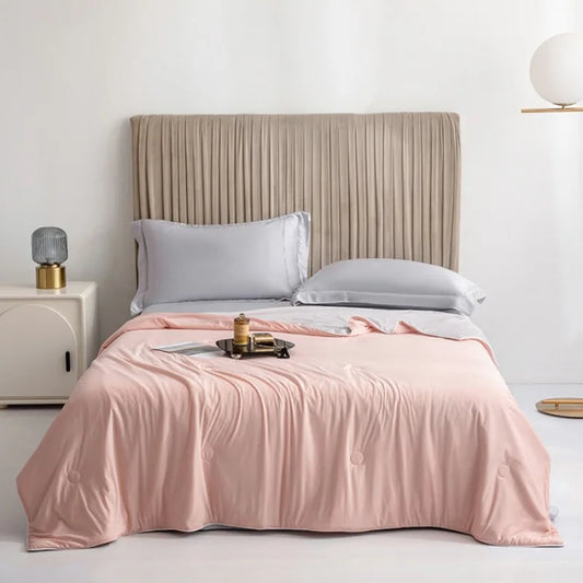 2025 Ice cream cool sensation silk solid color summer quilt solid color air conditioning by summer ice silk quilt