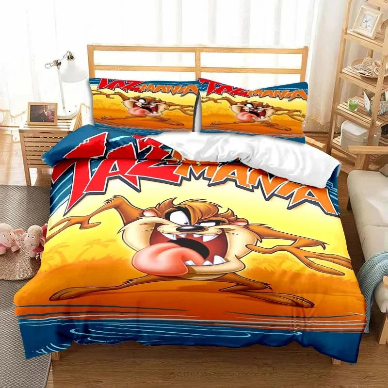 3D Print Cartoon Tasmanian Devil Fashion Bedding Set Double Twin King Duvet Cover Comforter Pillowcase Boys Girls Adults Bedroom