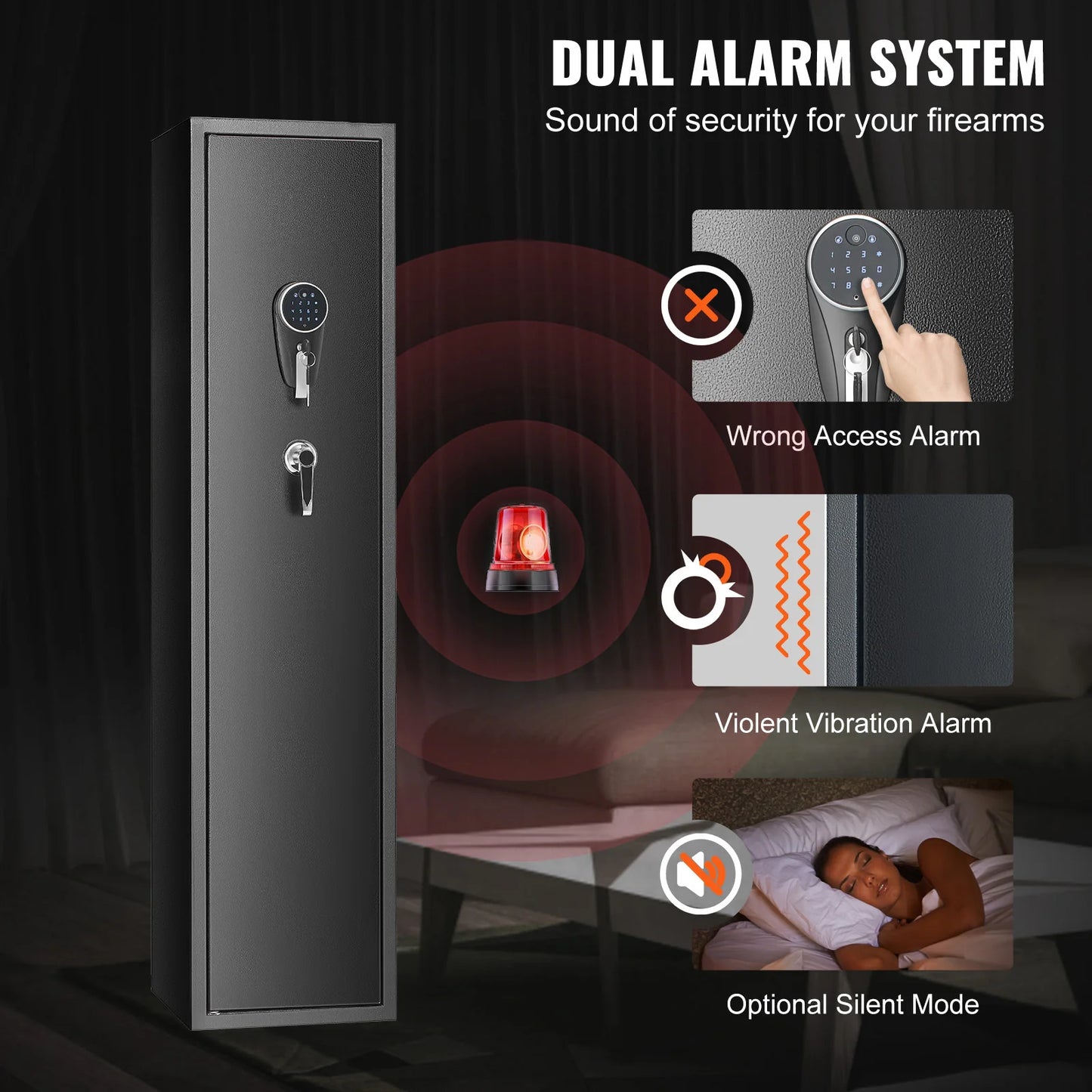SucceBuy 3-8 Rifles Gun Safe with Digital Keypad & Lock Gun Storage Cabinet with Removable Storage Shelf for Long Gun Pistols