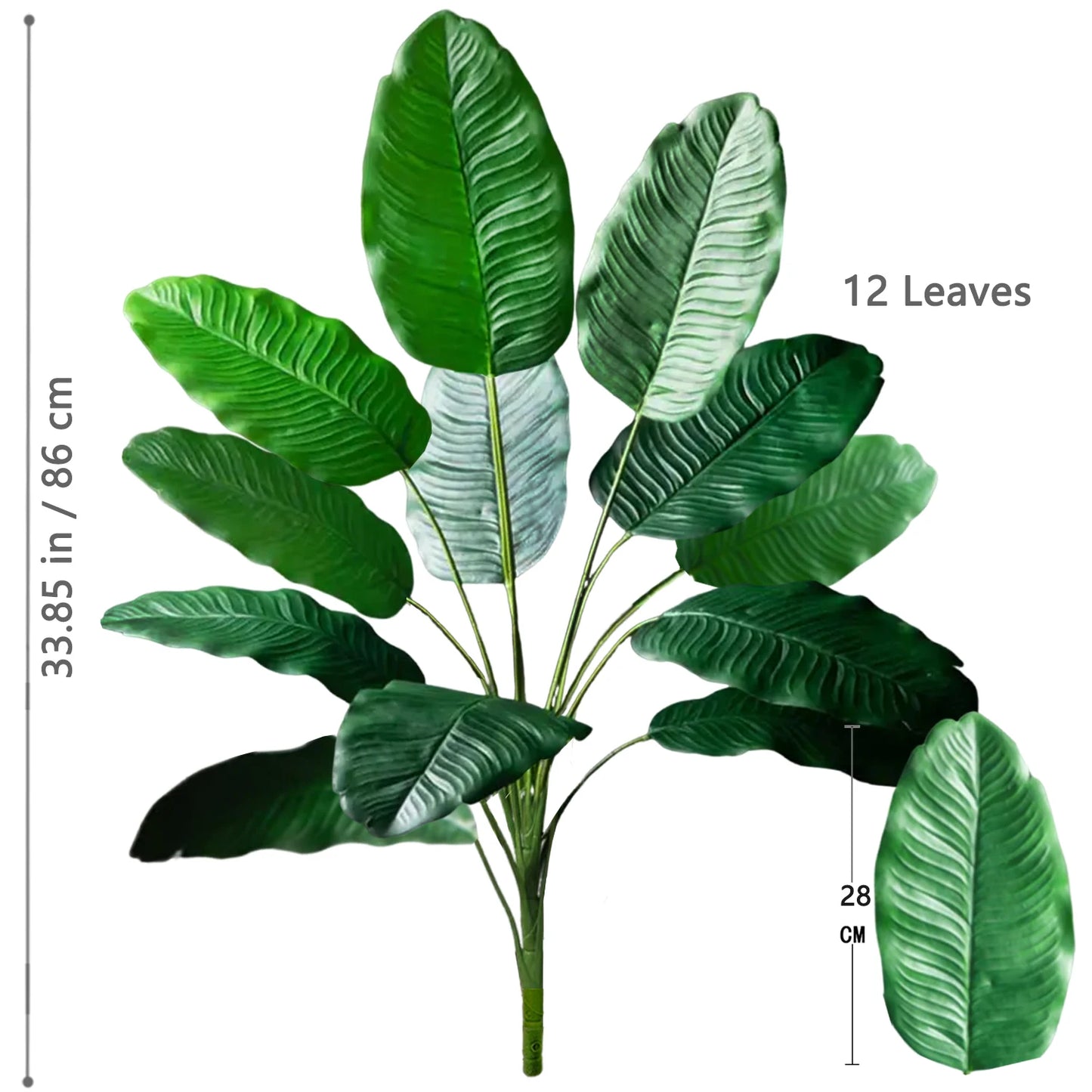66-125cm 24 Leaf Large Tropical Palm Tree Fake Banana Plant Leaves Real Touch Strelitzia Reginae Plastic Plant for Home Garden