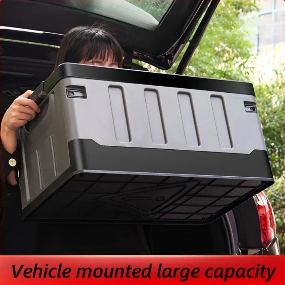 Large Camping Storage Box Extra Car Trunk Box Portable Waterproof Large Car Seat Storage Case Folding Outdoor Organizer Plastic