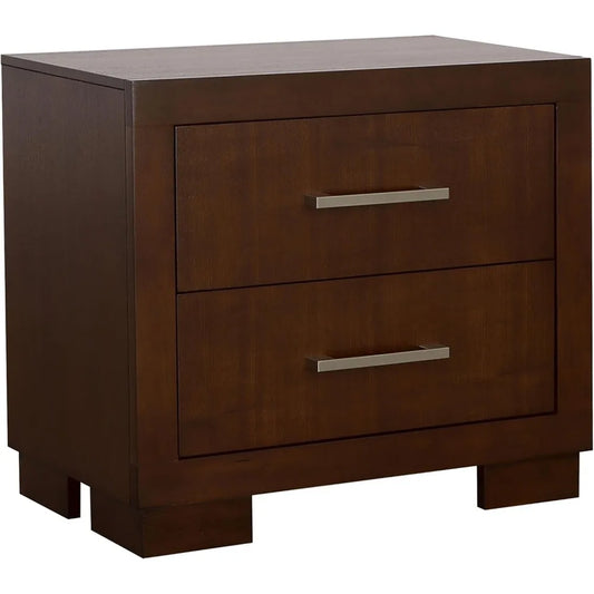 Jessica Contemporary Wood 2-Drawer Bedroom Nightstand Bedside Table Organizer Unit