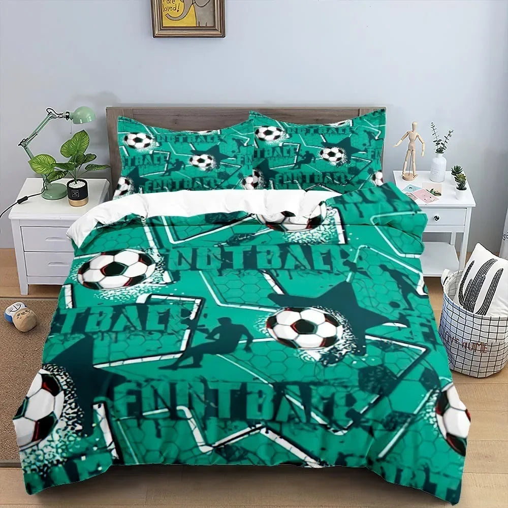 Cool Football Soccer 3D Bedding Set Duvet Cover Pillowcases Comforter Bed Linen Room Decor For Boys Gift Twin Queen King Size