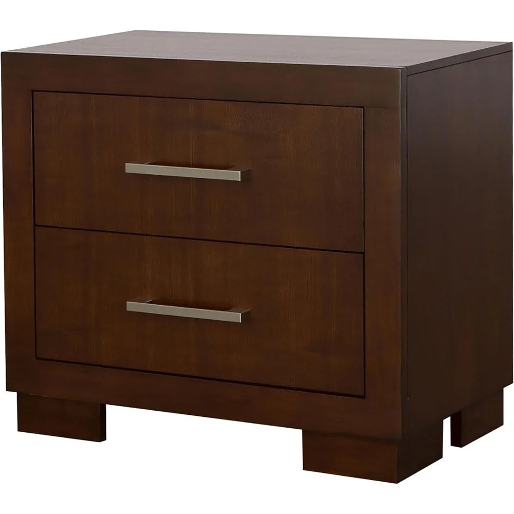 Jessica Contemporary Wood 2-Drawer Bedroom Nightstand Bedside Table Organizer Unit