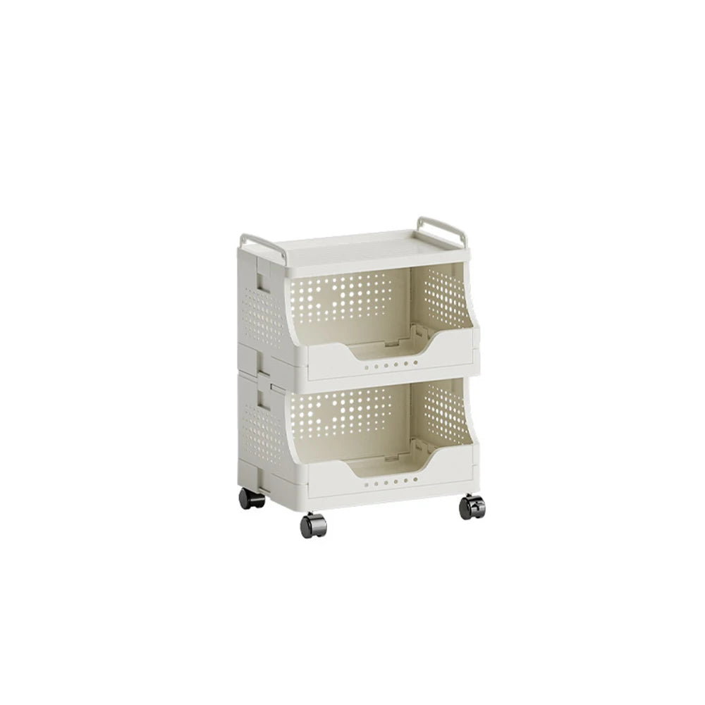Rolling Storage Cart with Wheels - White Plastic Multi-Purpose Organizer for Kitchen, Bathroom, Bedroom Essentials Snack Storage