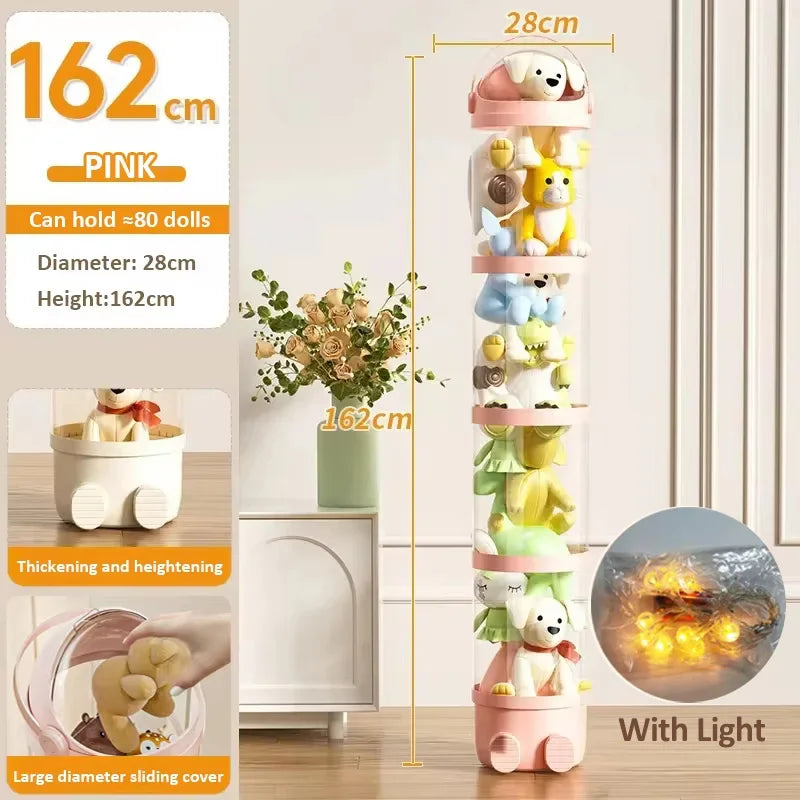 Doll Storage Box 162cm 107cm Toys Organization Plush Toy Storage Tube Transparent Storage Barrel Children's toy Organizer