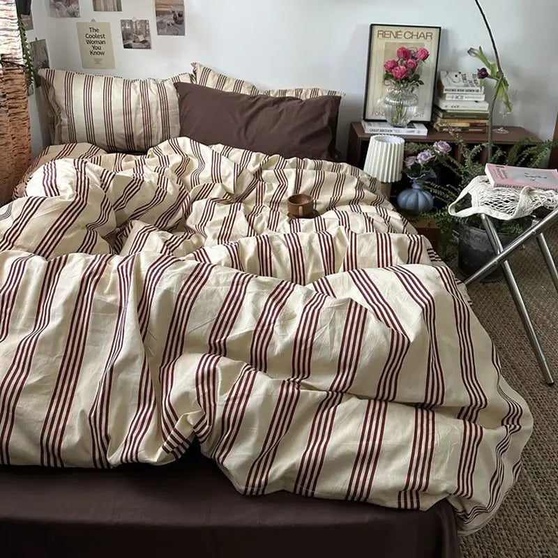 Classic Plaid Bedding Set No Filler Blue Green Duvet Cover Flat Sheet Pillowcases Single Full Queen Size BedSpread Home Textile