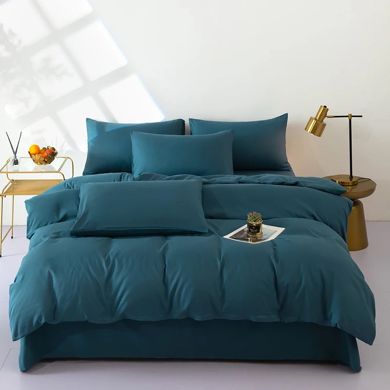 Bonenjoy Bedding Solid Color Bed Sheet Set Brushed Bedclothes Single/Double/Queen Size Bed Linen Set Home Quilt Cover Set 이불세트