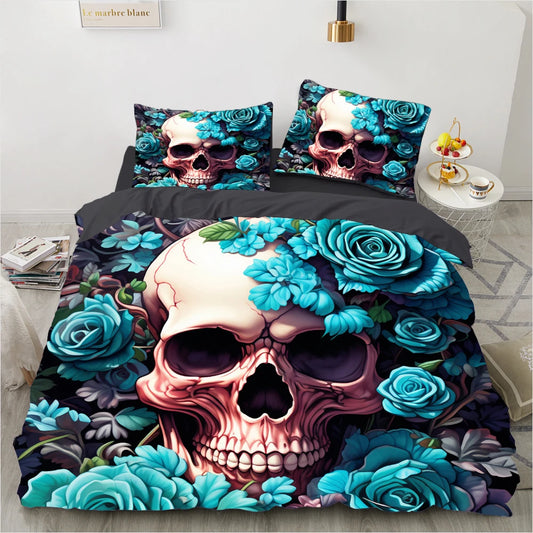 3D Skull Bedding set Duvet/Quilt/Comforter Cover sets human skeleton Bed Linen Halloween King Queen Full Size Gothic Duvet Cover