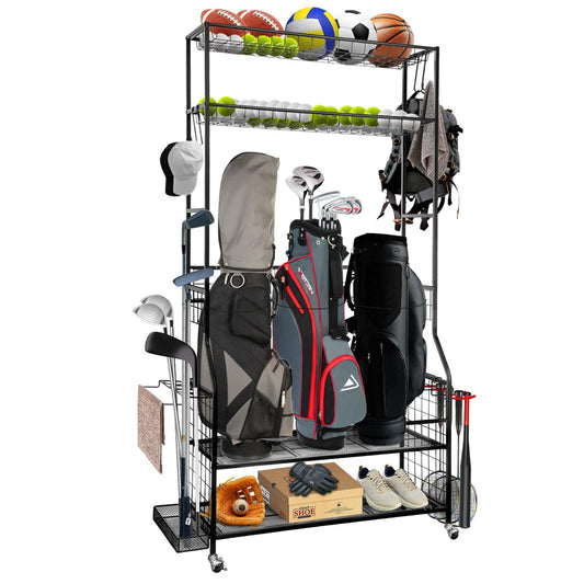Golf Bag Storage Garage Organizer Fit for 3 Golf Bag Multifunction Home Storage Stand Holder for Sport Equipment organizers Rack