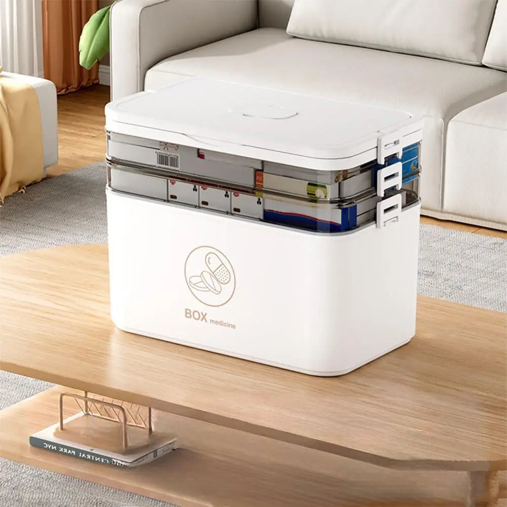 Portable Medicine Box Large Capacity Home First Aid Medical Kit Family Emergency Medicine Box with Multi-layer Drug Storage Case
